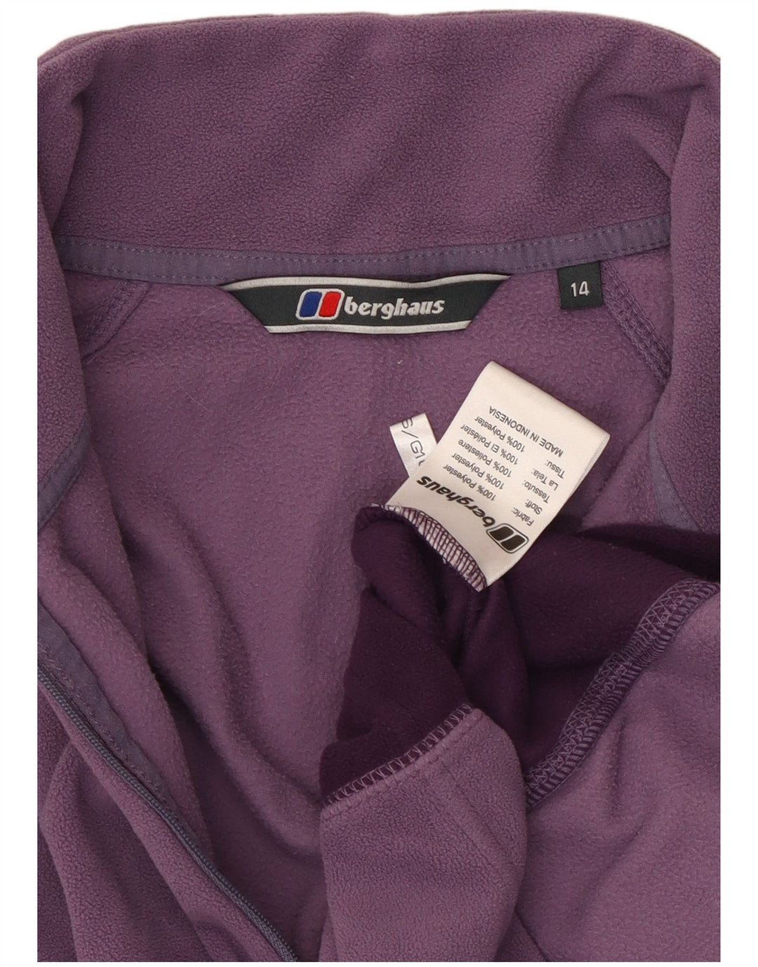 Γυναικείο φερμουάρ BERGHAUS Fleece Jumper UK 14 Large Purple Colourblock