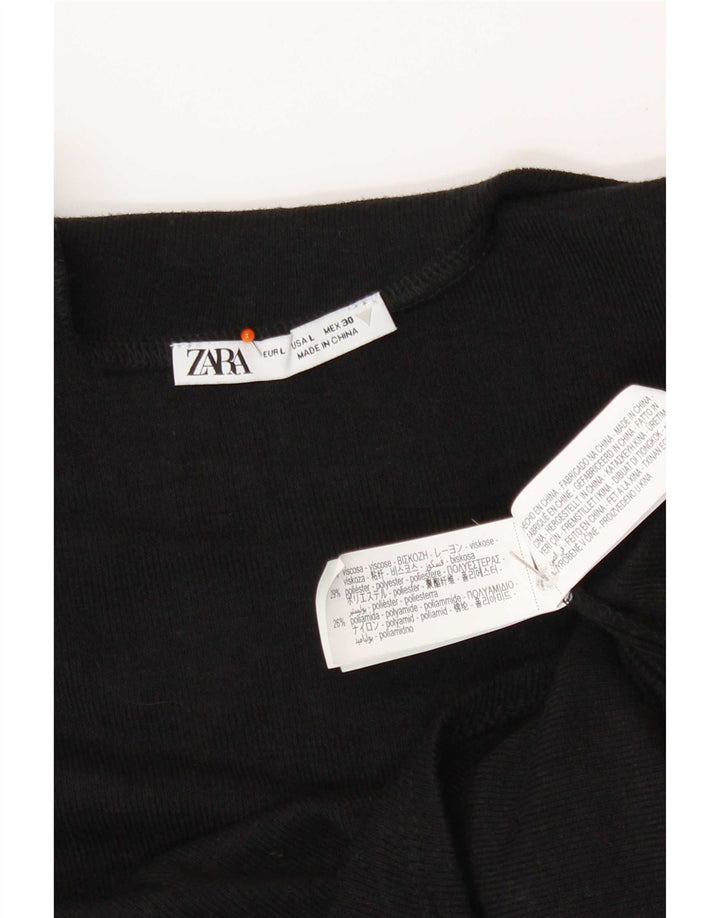 Zara Womens One Shoulder Top UK 14 Large Black Viscose