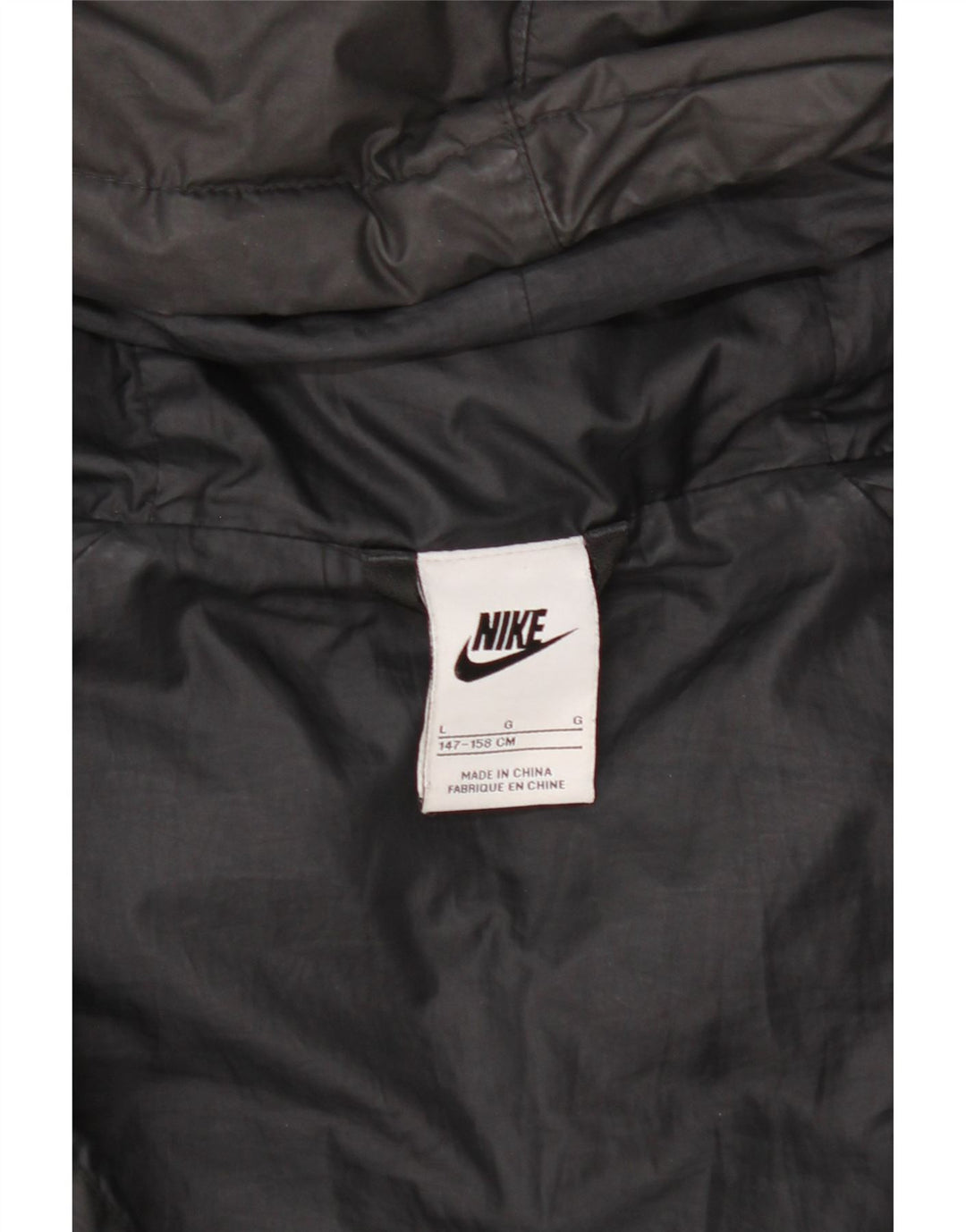 Μπουφάν Nike Boys με κουκούλα με επένδυση 12-13 ετών, μεγάλο μαύρο πολυεστέρα