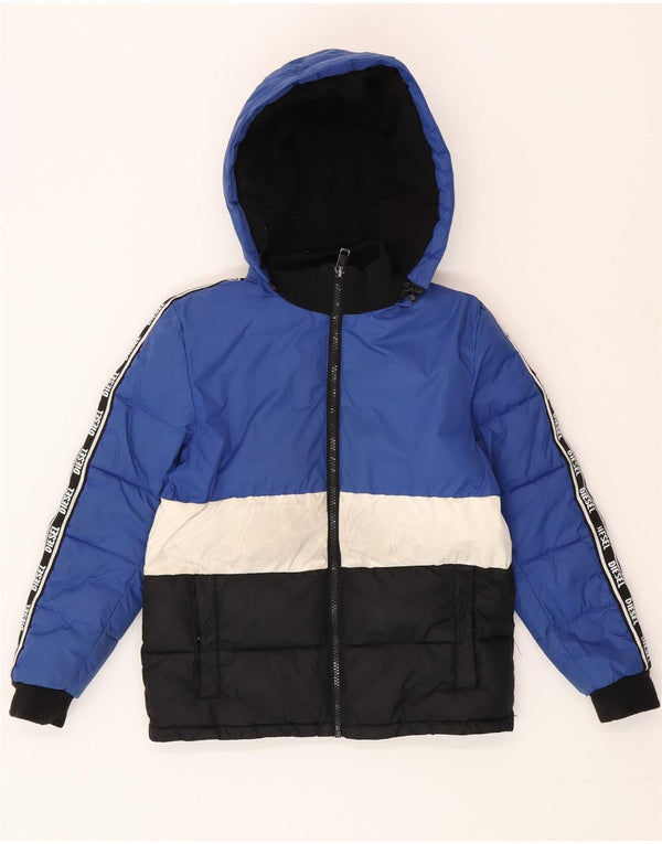 Diesel Boys Graphic Hooded Jacket με επένδυση 9-10 Years Blue Colorblock Nylon