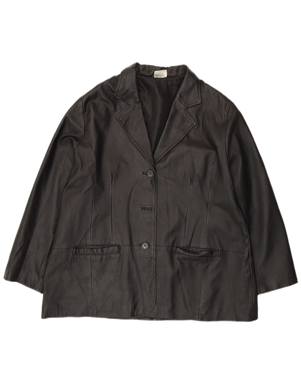 Agenda Γυναικείο Δερμάτινο Μπουφάν με 3 Κουμπιά UK 24 4XL Μαύρο Δερμάτινο