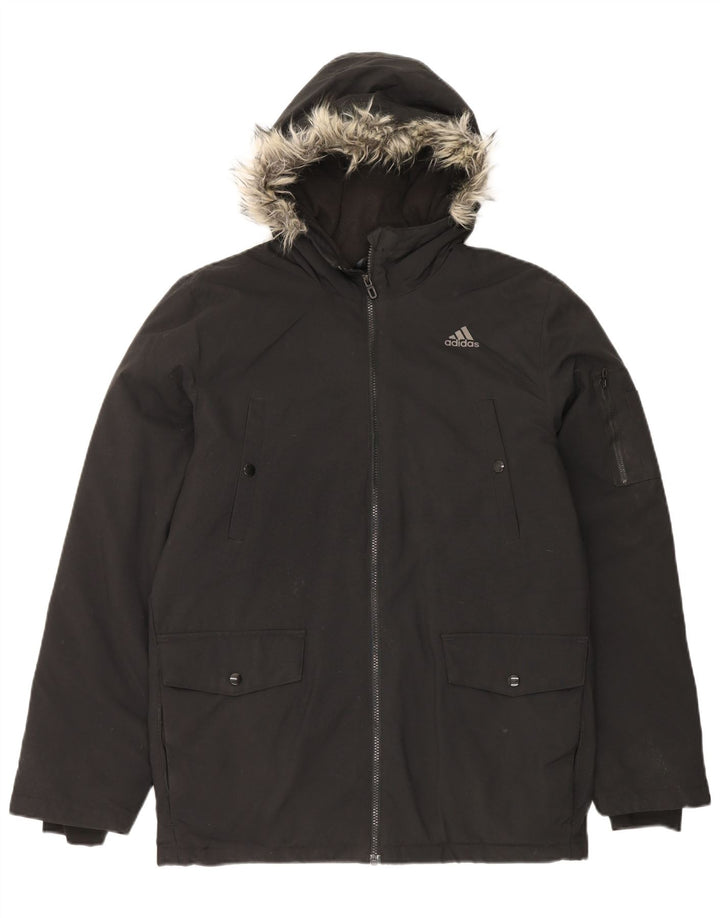 Ανδρικό μπουφάν Parka με κουκούλα Adidas UK 36 Small Black Nylon