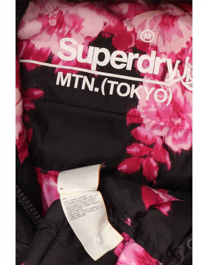 Superdry γυναικείο παλτό με κουκούλα με επένδυση UK 12 μεσαίο μαύρο νάιλον