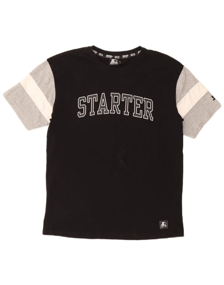 STARTER Ανδρικό γραφικό T-Shirt Top Small Black Colourblock Βαμβακερό