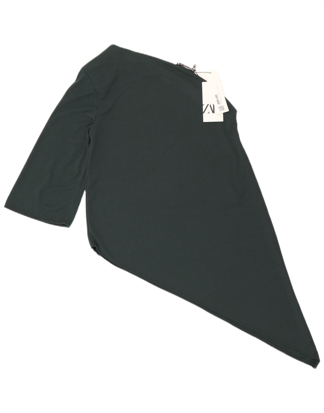 Zara Γυναικείο Asymmetric One Shoulder Top 10 Small Green Polyester