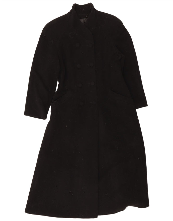 Vintage γυναικείο διπλό παλτό UK 8 Small Black Wool