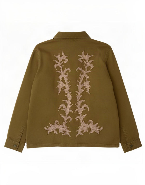 Zara Γυναικείο Γραφικό Μπουφάν UK 16 Large Khaki Paisley Cotton