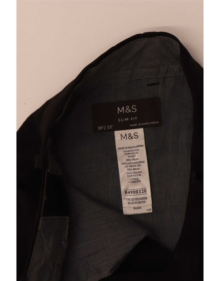 Marks & Spencer Γυναικεία Slim Fit Παντελόνι W30 L33 Μαύρο Πολυεστέρας