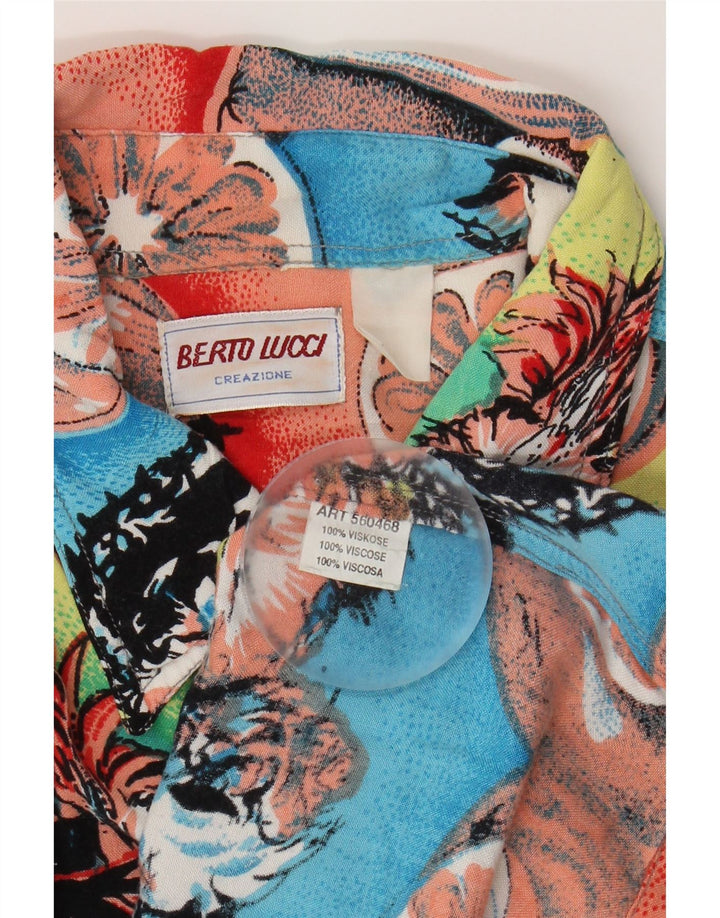 BERTO LUCCI Mens Abstract Pattern Shirt 2XL Multicoloured Hawaiian Vintage Berto Lucci and Second-Hand Berto Lucci from Messina Hembry 