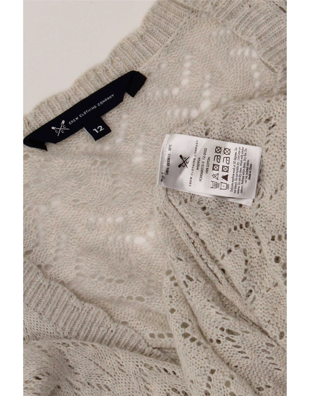 Crew Clothing Γυναικεία ζακέτα μεγάλου μεγέθους πουλόβερ UK 12 μεσαίο γκρι βαμβακερό