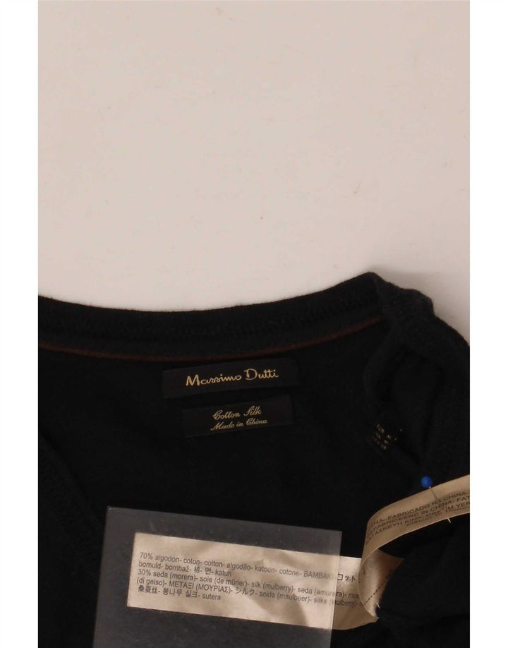 Ανδρικό πουλόβερ Massimo Dutti με V λαιμόκοψη, Βαμβακερό μεσαίο ναυτικό
