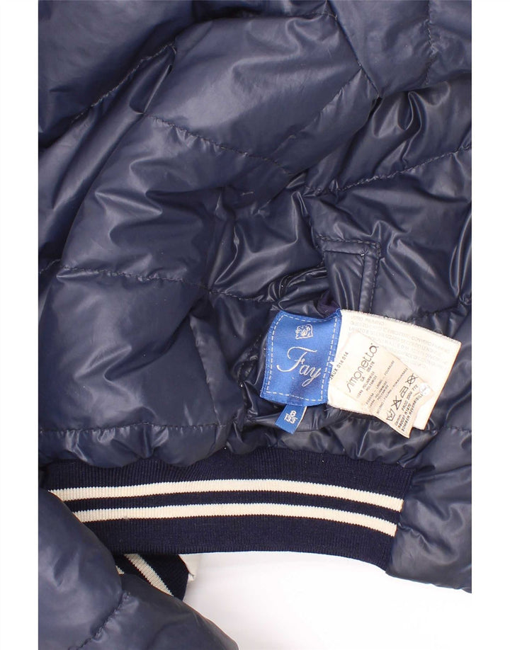 Fay Boys Hooded Reversible Jacket 7-8 Years Navy Blue ριγέ