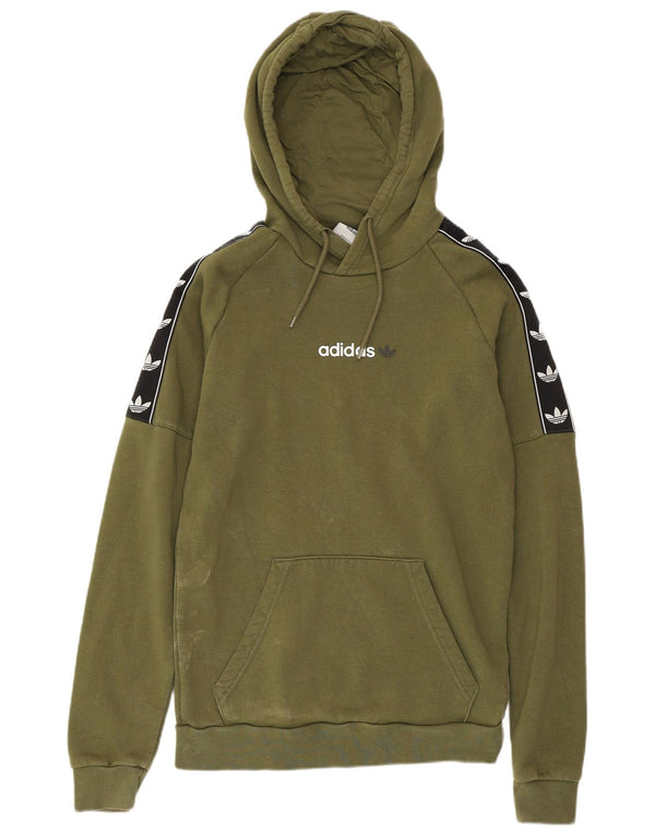 Ανδρικά γραφικά κουκούλα ADIDAS XS Χακί Colourblock Βαμβακερό