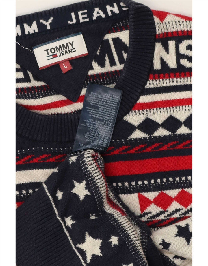 Tommy Hilfiger Ανδρικό πουλόβερ με λαιμόκοψη μεγάλο, πολύχρωμο ριγέ