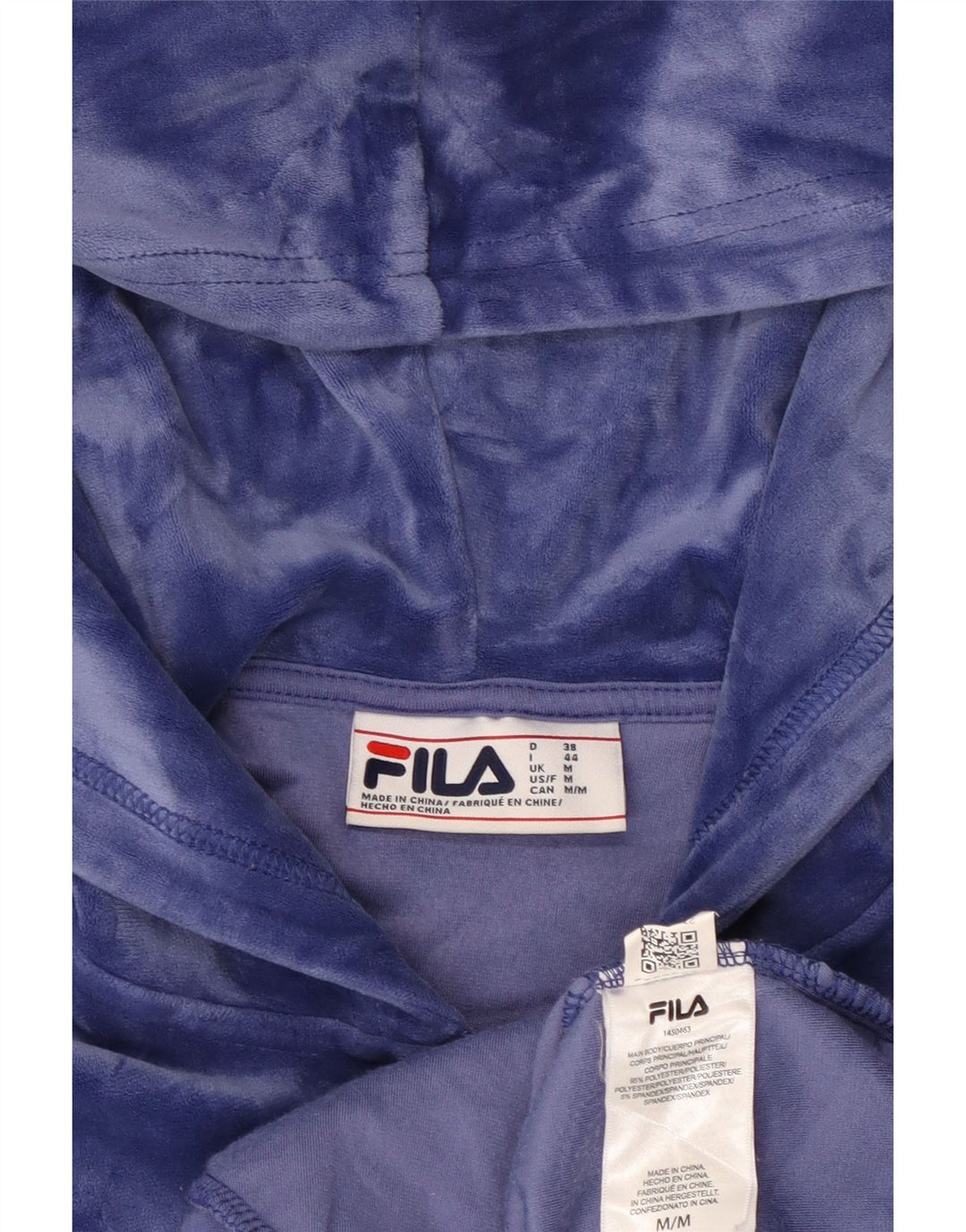 FILA Womens Graphic Zip Neck Hoodie Jumper UK 14 Medium Blue Polyester
