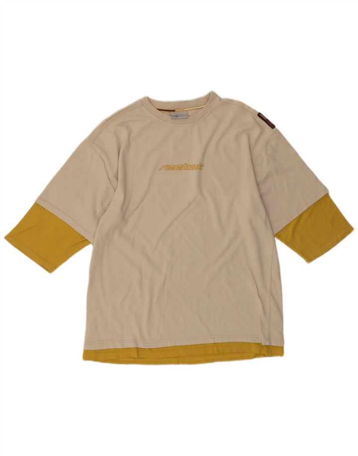 Ανδρικό γραφικό T-Shirt REEBOK Top Medium Beige Colourblock