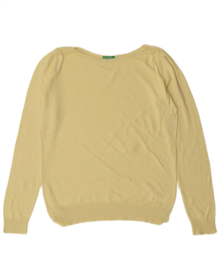 Γυναικείο πουλόβερ Benetton Boat Neck Jumper UK 12 Medium Yellow Cotton Classic
