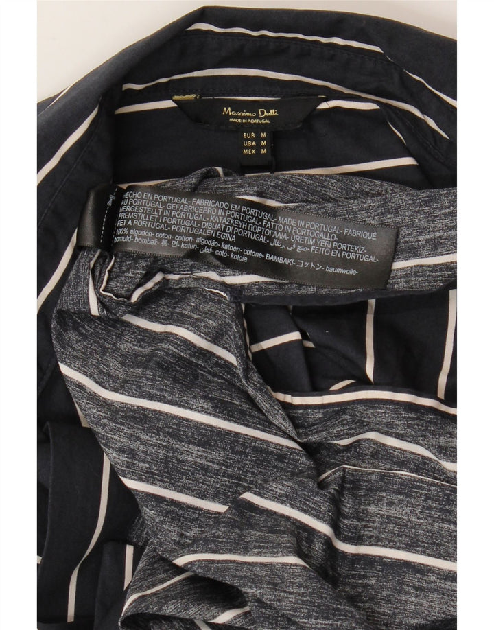 MASSIMO DUTTI Γυναικεία ζακέτα UK 14 Βαμβακερό μεσαίο μπλε ναυτικό ριγέ
