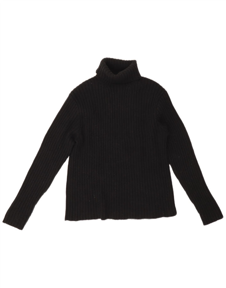 POLO RALPH LAUREN Γυναικείο πουλόβερ με ρολό λαιμόκοψη UK 16 μεγάλο μαύρο μαλλί