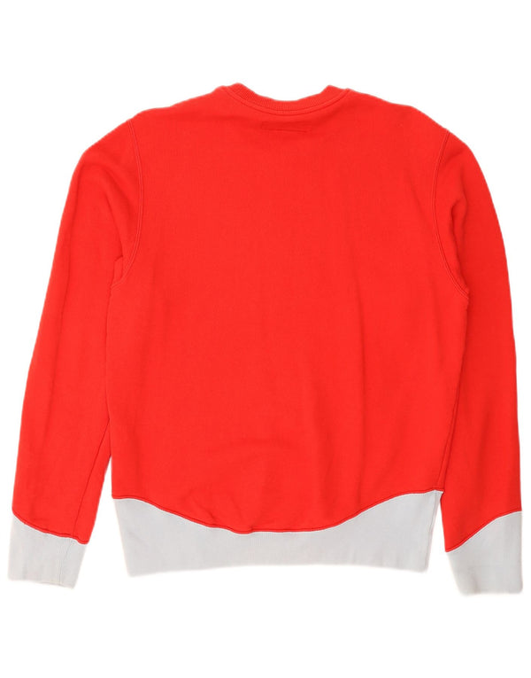 ENERGIE Mens Sweatshirt Jumper Small Red Colourblock Cotton