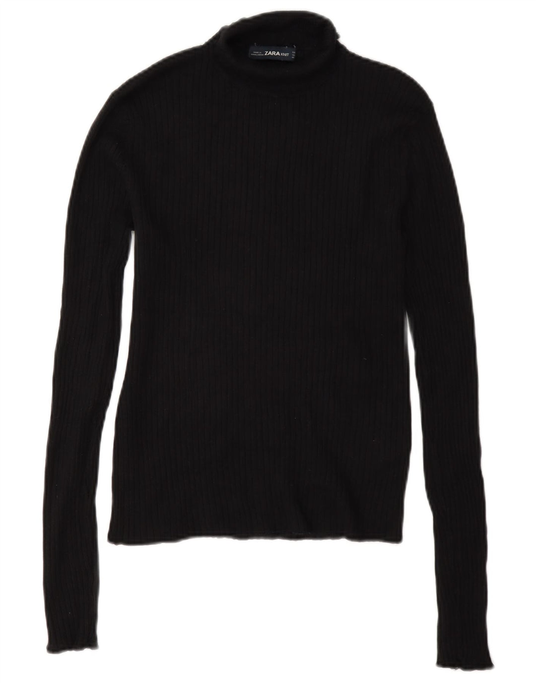 Zara Γυναικεία μπλούζα με ρολό τοπ UK 12 Medium Black