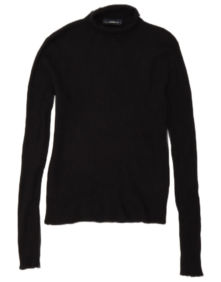 Zara Γυναικεία μπλούζα με ρολό τοπ UK 12 Medium Black