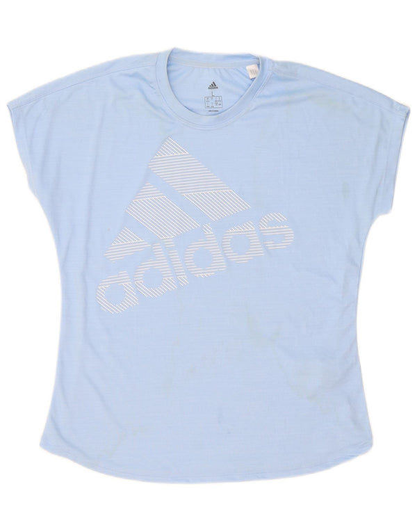 Γυναικείο γραφικό μπλουζάκι Adidas Top UK 16/18 Large Blue Polyester