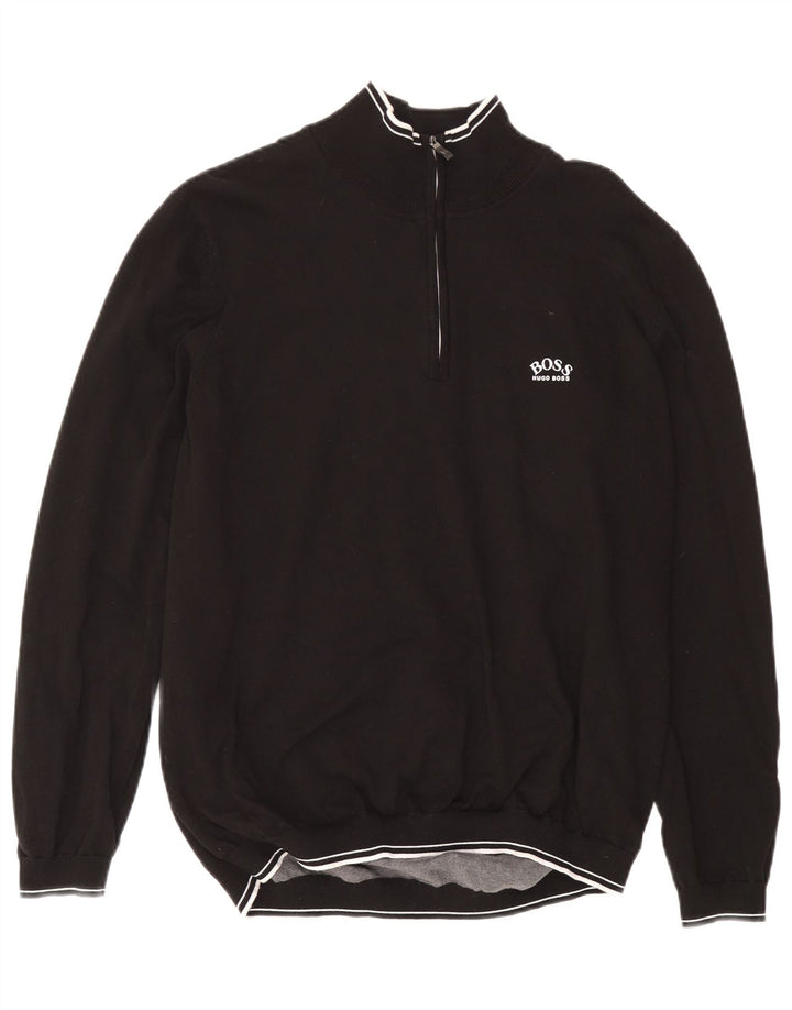 Ανδρικό πουλόβερ με φερμουάρ Hugo Boss 2XL μαύρο βαμβακερό