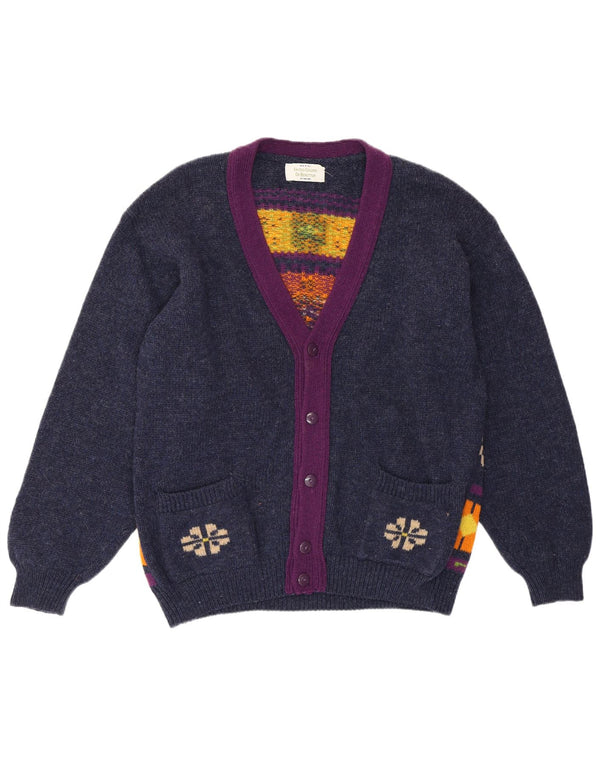 Γυναικεία ζακέτα Benetton UK 14 Medium Navy Blue Geometric Retro