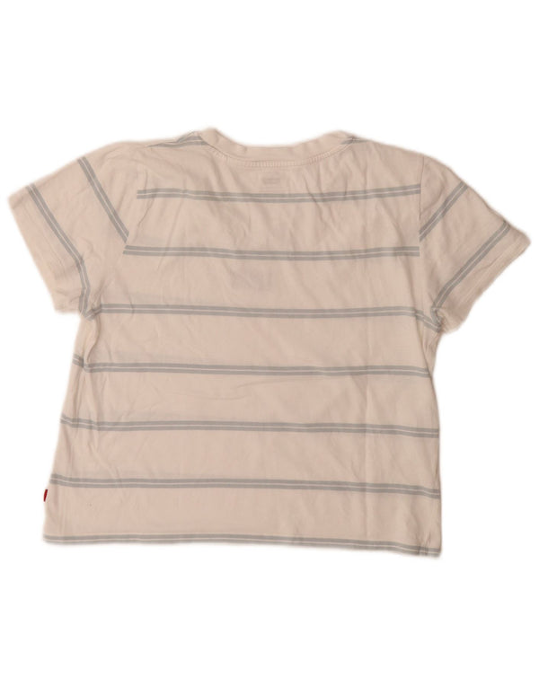 Levi's Crop Graphic T-Shirt Top 10 Small White ριγέ