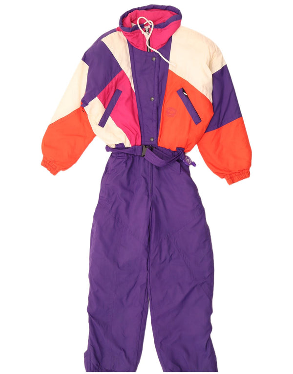 Vintage γυναικεία φόρμα σκι UK 10 Small Purple Colourblock