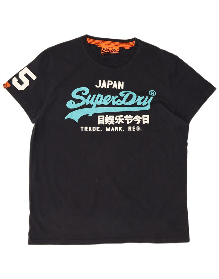 Superdry Ανδρικό γραφικό T-Shirt Top 2XL Μαύρο βαμβακερό