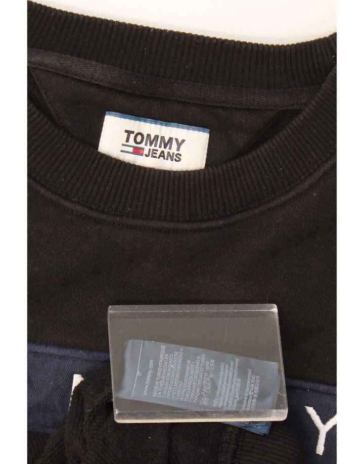 TOMMY HILFIGER Ανδρικό γραφικό φούτερ Jumper μεγάλο μαύρο βαμβακερό