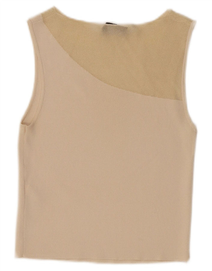 Zara Γυναικείο γιλέκο Crop UK 8 Small Beige Nylon