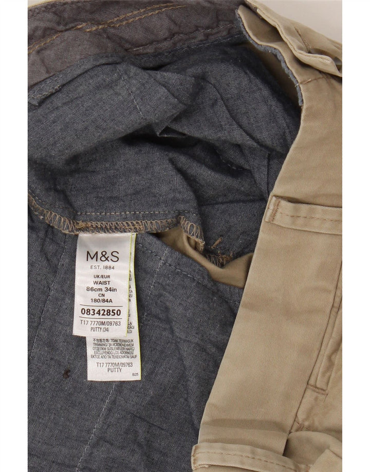 Ανδρικό σορτς Chino Marks & Spencer W34 μεγάλο μπεζ βαμβακερό