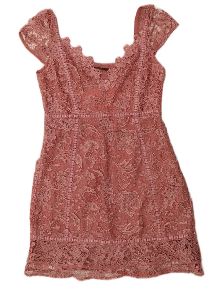Γυναικείο φόρεμα με θήκη Guess UK 12 Medium Pink Floral Polyester