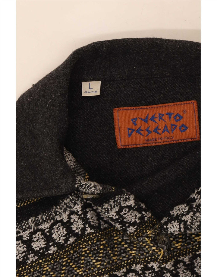 Vintage Ανδρικό Φανελένιο Πουκάμισο Μεγάλο Γκρι Γεωμετρικό
