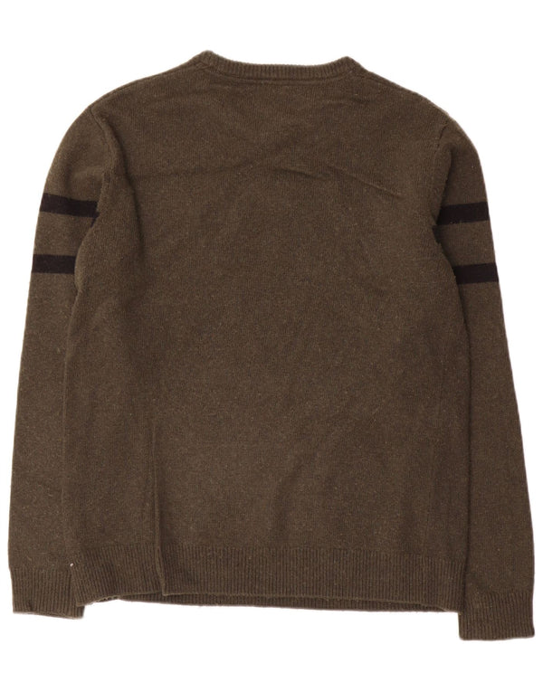 Guess Ανδρικό γραφικό πουλόβερ με λαιμόκοψη UK 36 Small Khaki Colourblock