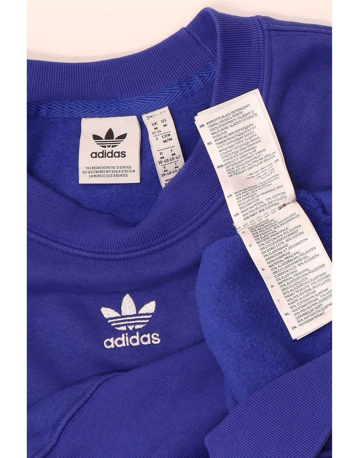 Adidas Γυναικεία φούτερ μεγάλου μεγέθους Jumper UK 12/14 μεσαίο μπλε βαμβακερό