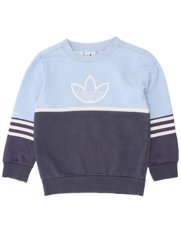 Γραφικό φούτερ Adidas Boys Jumper 5-6 ετών Μπλε χρώματος βαμβακερό