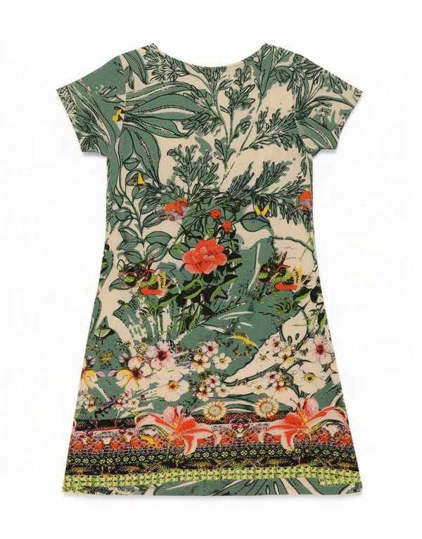 Desigual Γυναικείο Φόρεμα A-Line UK 18 XL Πράσινη φλοράλ βισκόζη