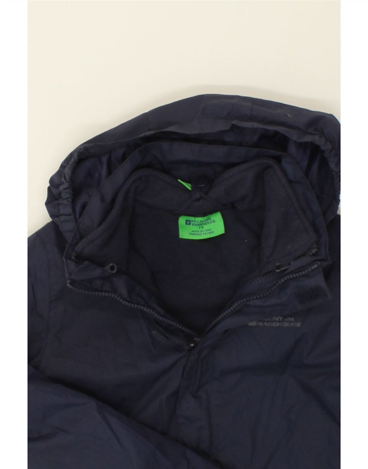 MOUNTAIN WAREHOUSE Boys Hooded Windbreaker Jacket 7-8 Years Navy Blue Vintage Mountain Warehouse and Second-Hand Mountain Warehouse from Messina Hembry 