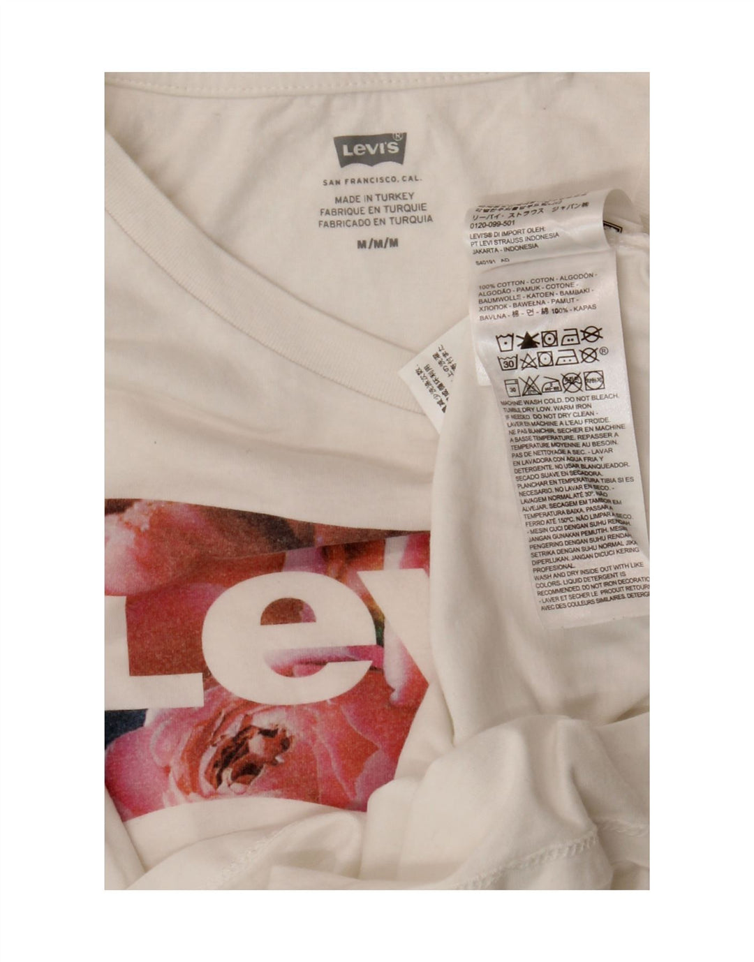 Γυναικείο γραφικό μπλουζάκι Levi's Top UK 12 μεσαίο λευκό βαμβακερό