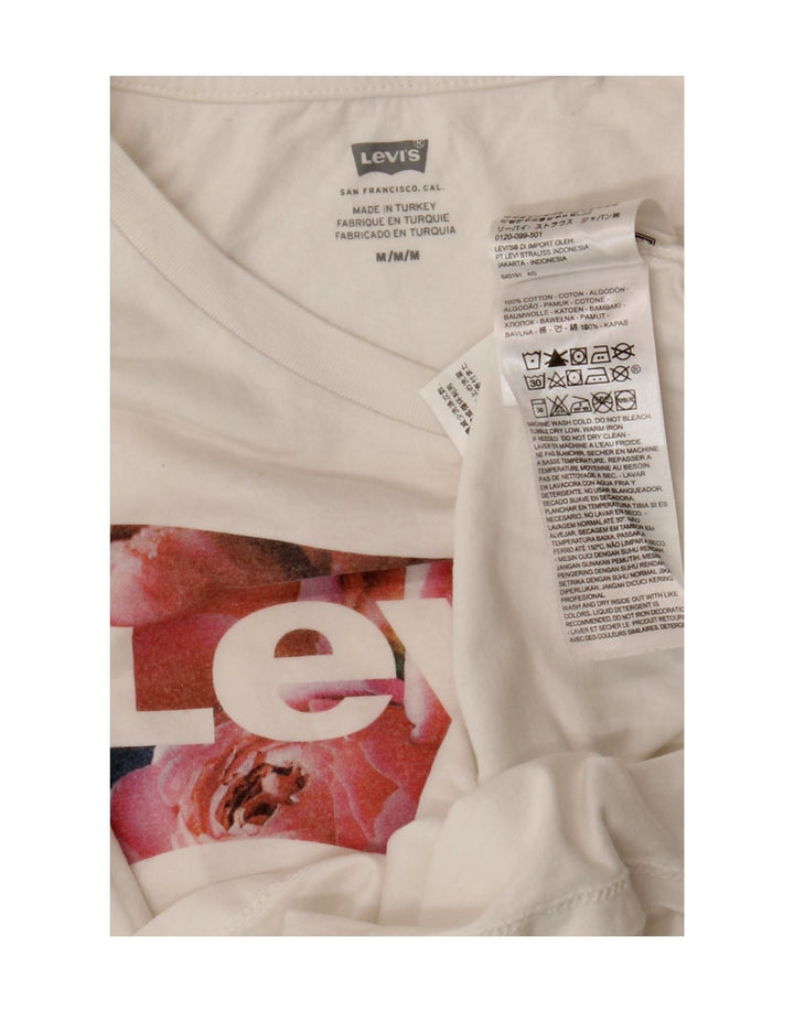 Γυναικείο γραφικό μπλουζάκι Levi's Top UK 12 μεσαίο λευκό βαμβακερό