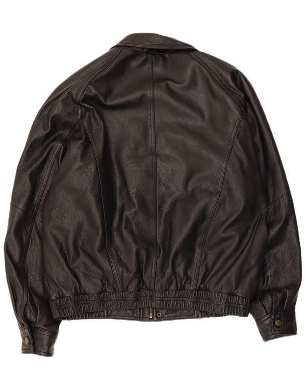 Ivy Crew Ανδρικό Δερμάτινο Μπουφάν UK 40 Large Μαύρο