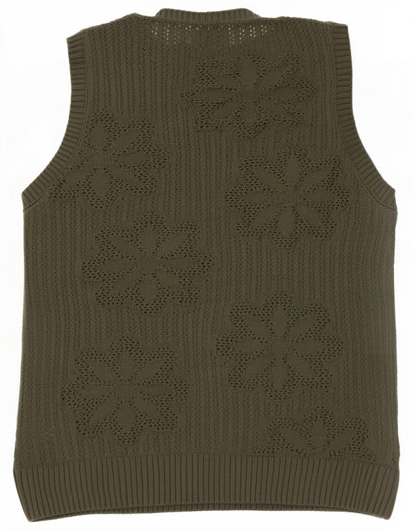Zara Ανδρικό γιλέκο Tank Top Medium Khaki Floral Acrylic