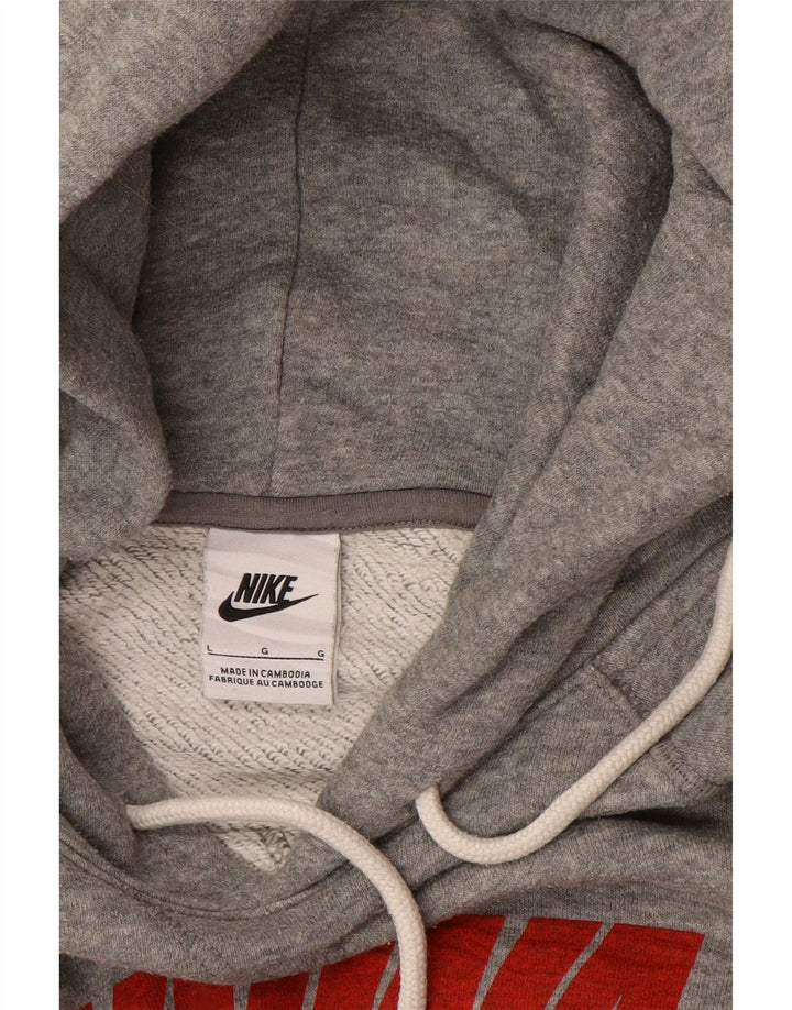 Nike Mens Graphic Hoodie Jumper Large Grey Cotton