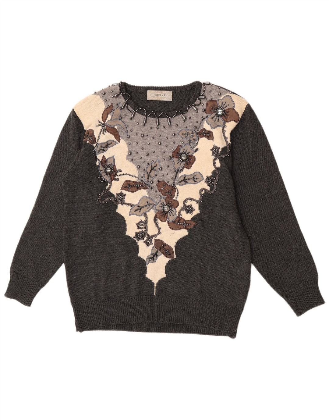 Γυναικείο πουλόβερ Jubiana Crew Neck Jumper UK 14 Medium Grey Floral