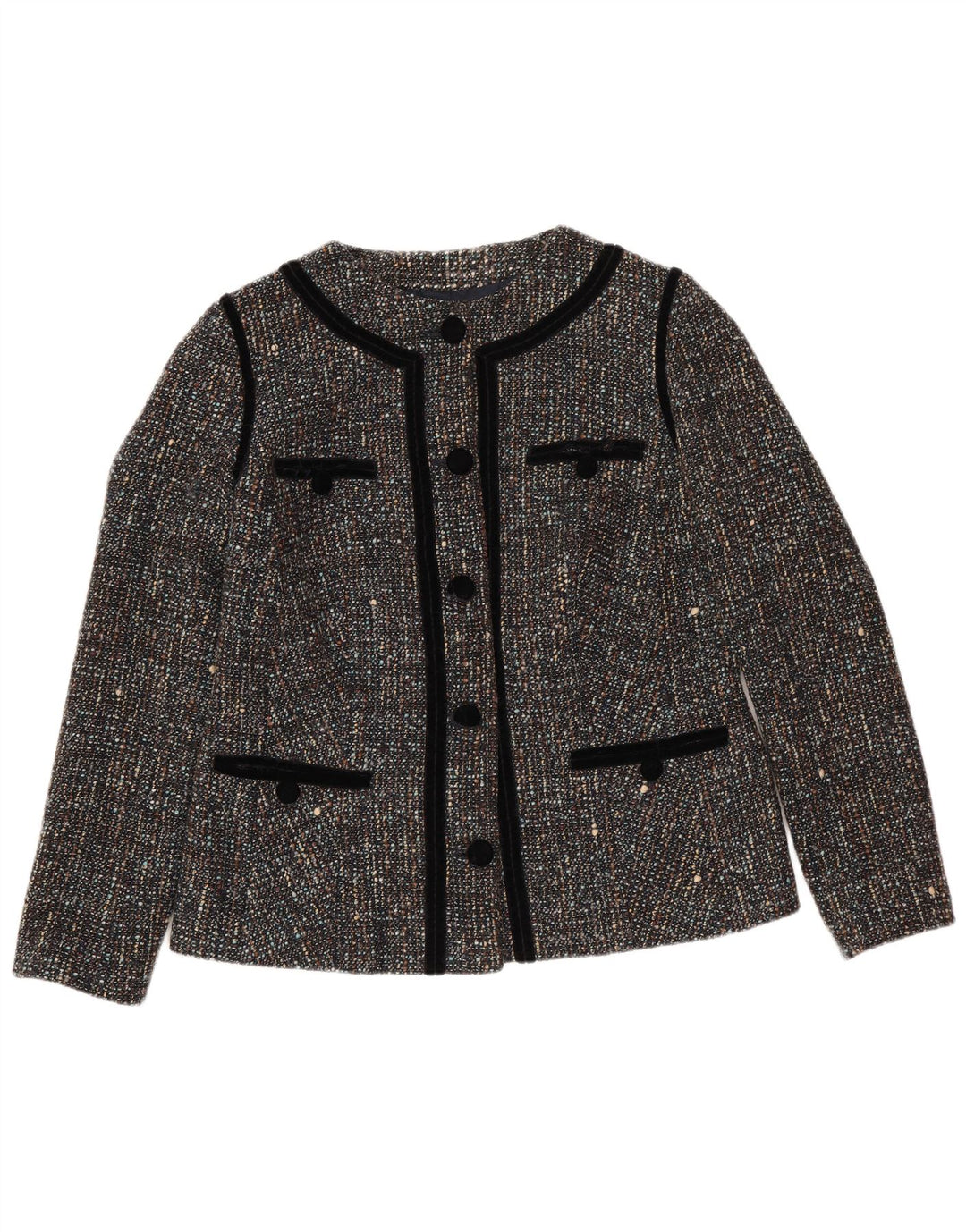 VINTAGE Γυναικείο μπλέιζερ με 5 κουμπιά μπουφάν UK 12 μεσαίου γκρι με φλύκταινες