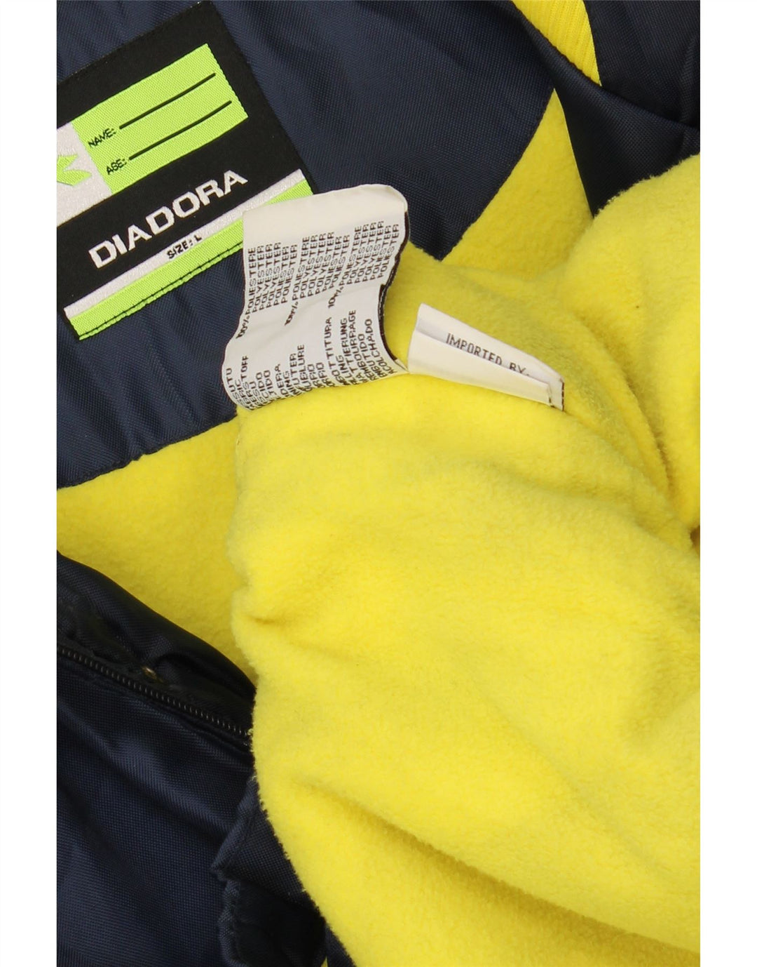 DIADORA Mens Windbreaker Jacket UK 40 Large Navy Blue Colourblock Vintage Diadora and Second-Hand Diadora from Messina Hembry 